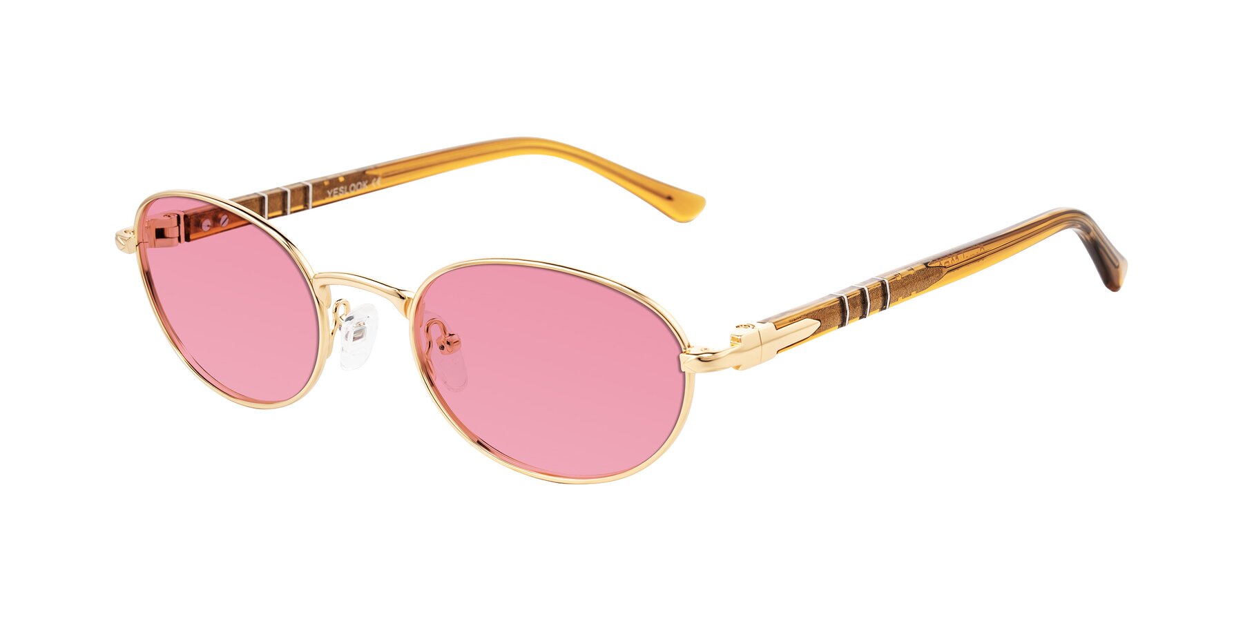 Angle of Gamal in Gold/Honey with Pink Tinted Lenses