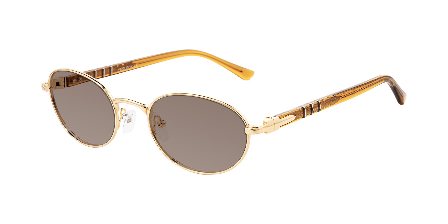 Angle of Gamal in Gold/Honey with Medium Brown Tinted Lenses