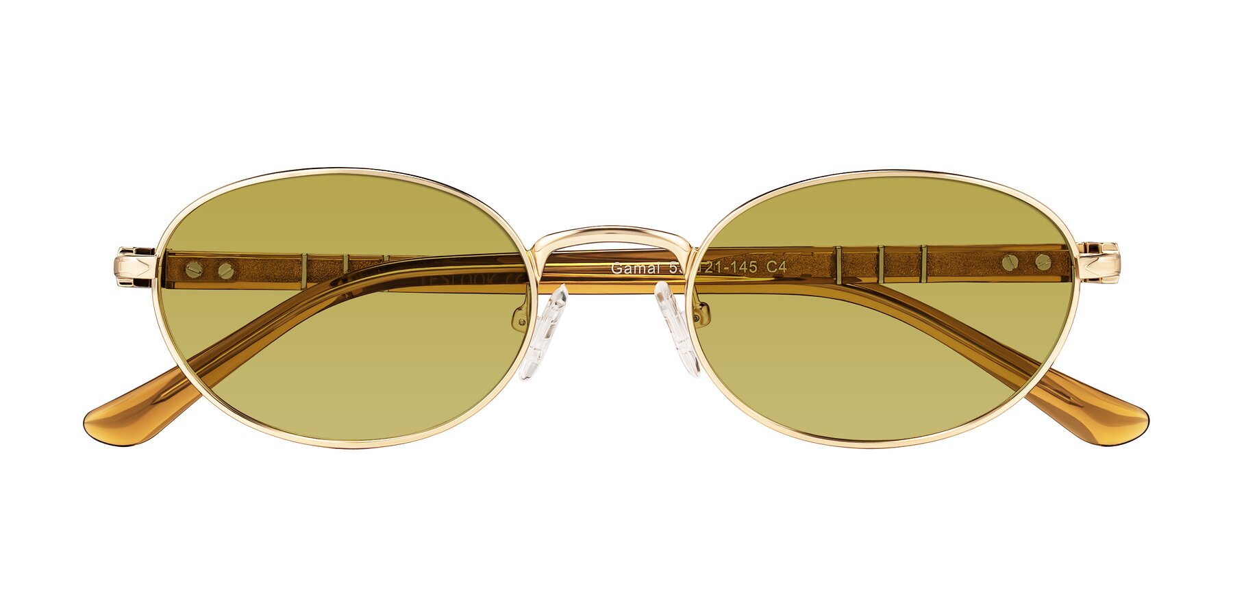Folded Front of Gamal in Gold/Honey with Champagne Tinted Lenses