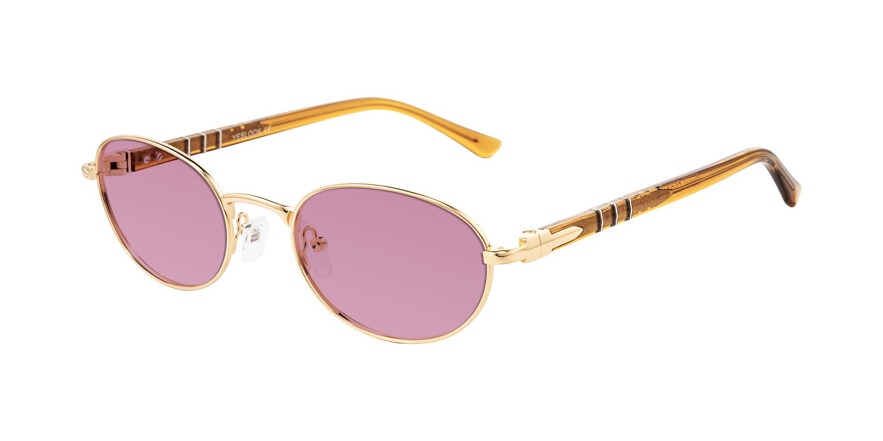 Angle of Gamal in Gold/Honey with Medium Wine Tinted Lenses
