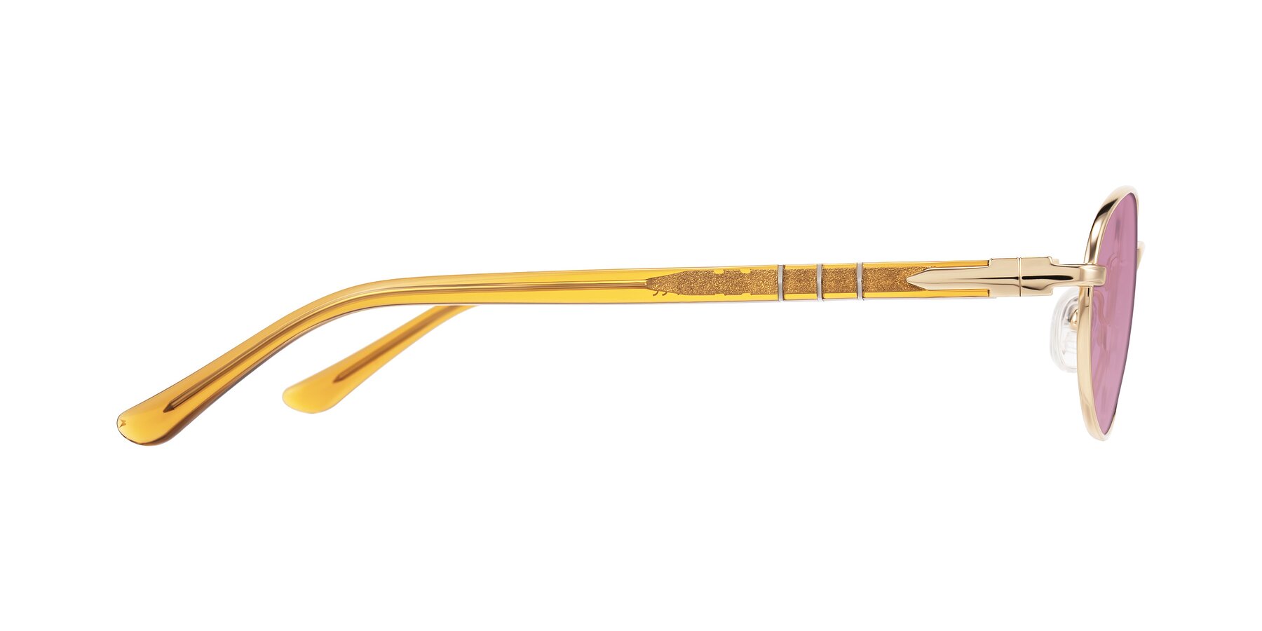 Side of Gamal in Gold/Honey with Medium Wine Tinted Lenses