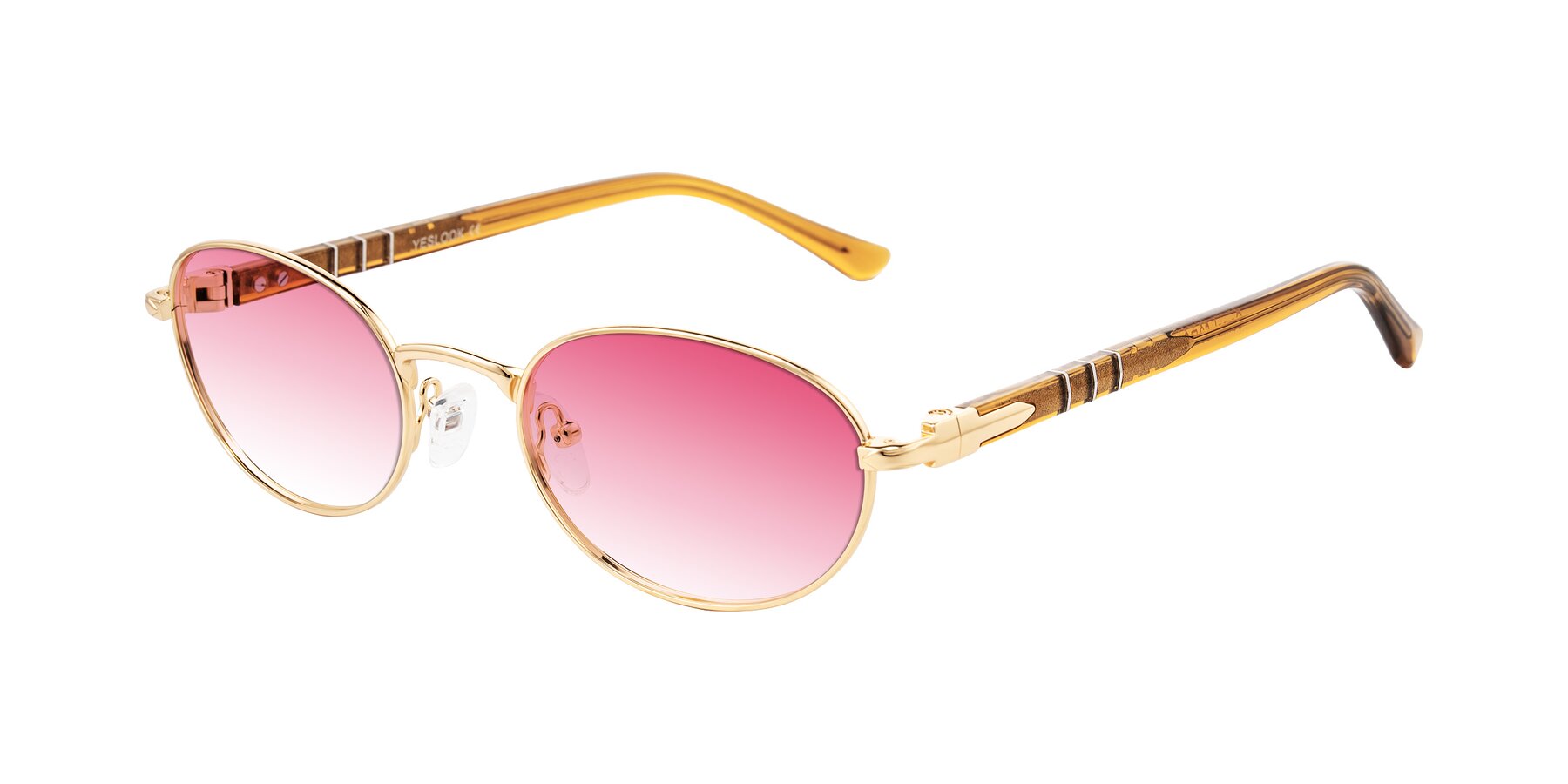 Angle of Gamal in Gold/Honey with Pink Gradient Lenses