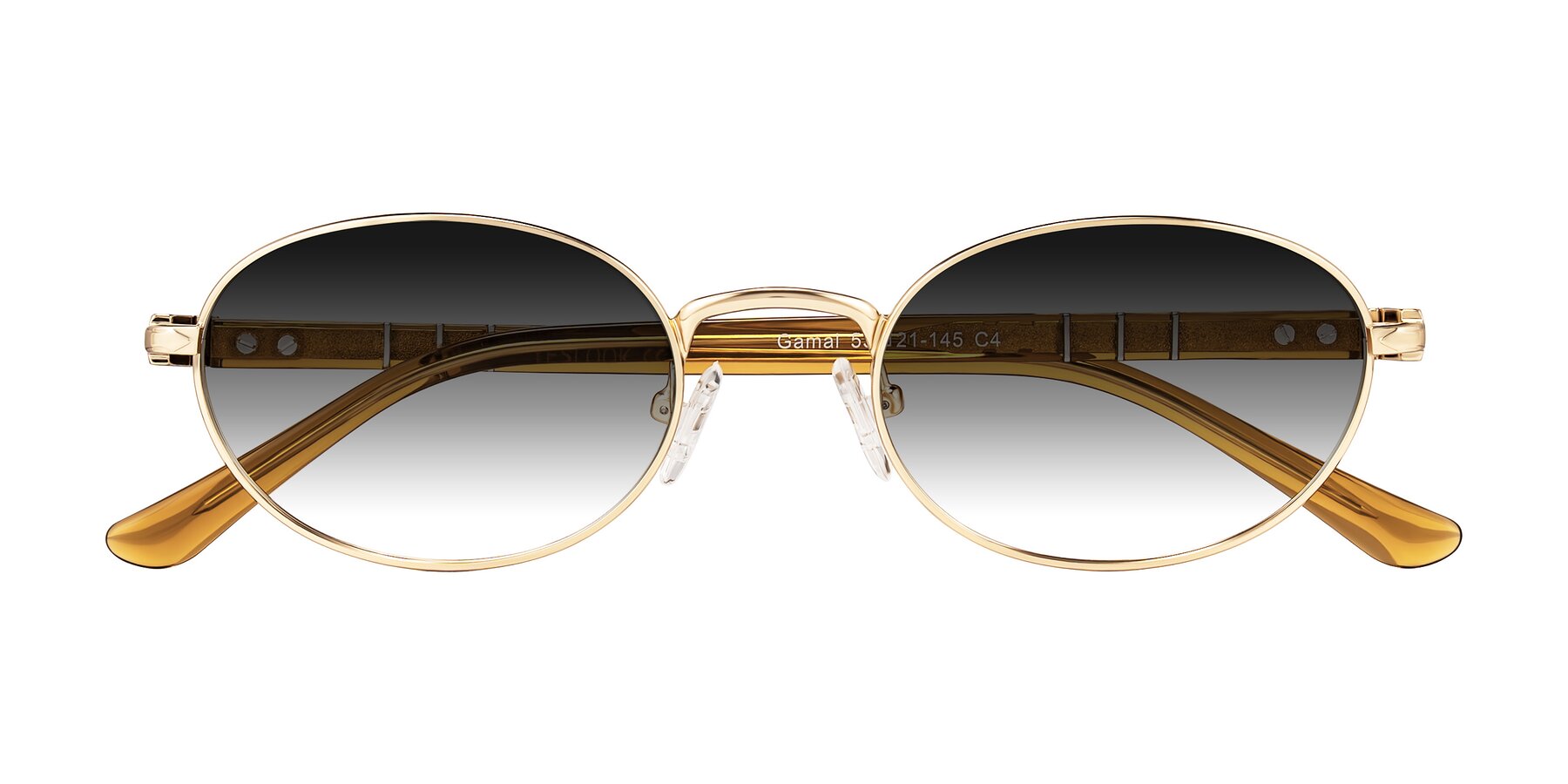 Folded Front of Gamal in Gold/Honey with Gray Gradient Lenses