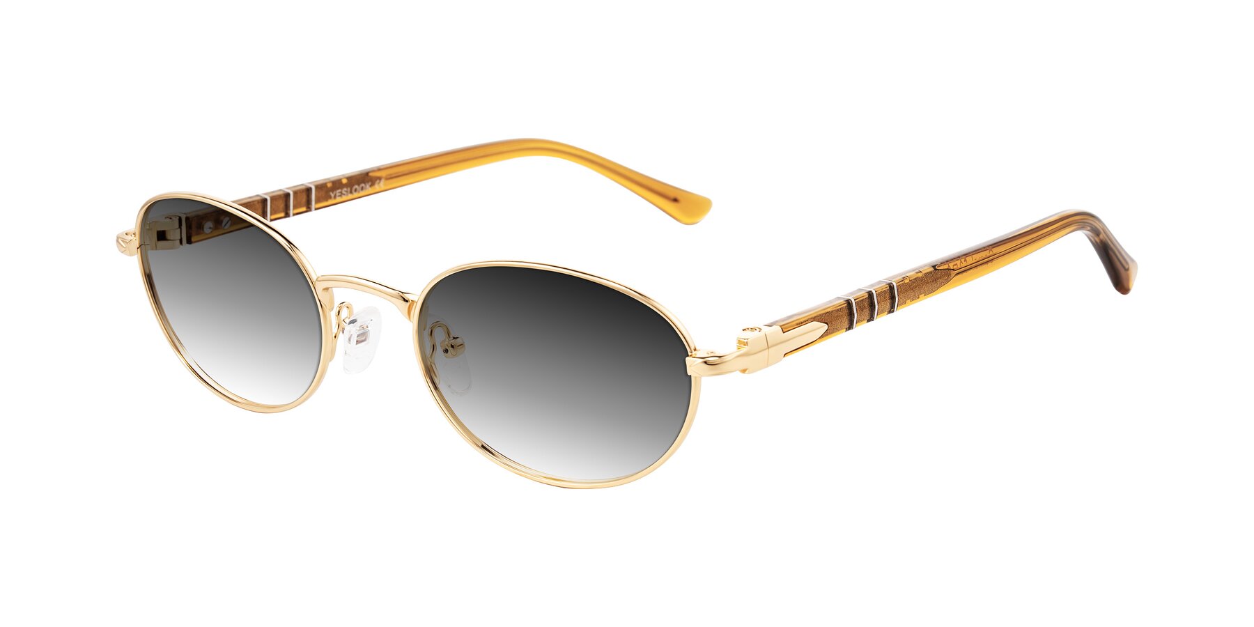 Angle of Gamal in Gold/Honey with Gray Gradient Lenses