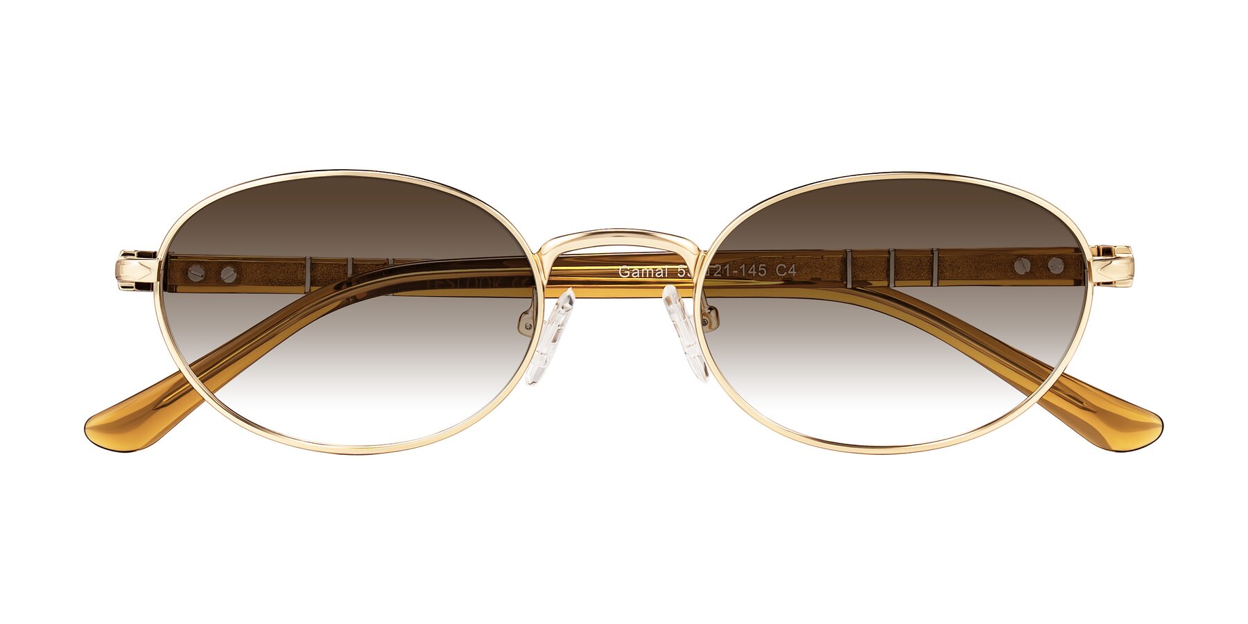 Folded Front of Gamal in Gold/Honey with Brown Gradient Lenses