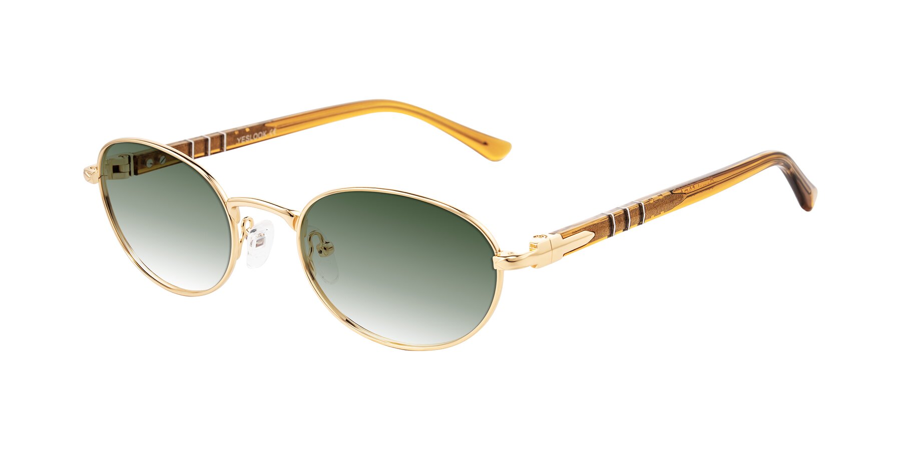 Angle of Gamal in Gold/Honey with Green Gradient Lenses