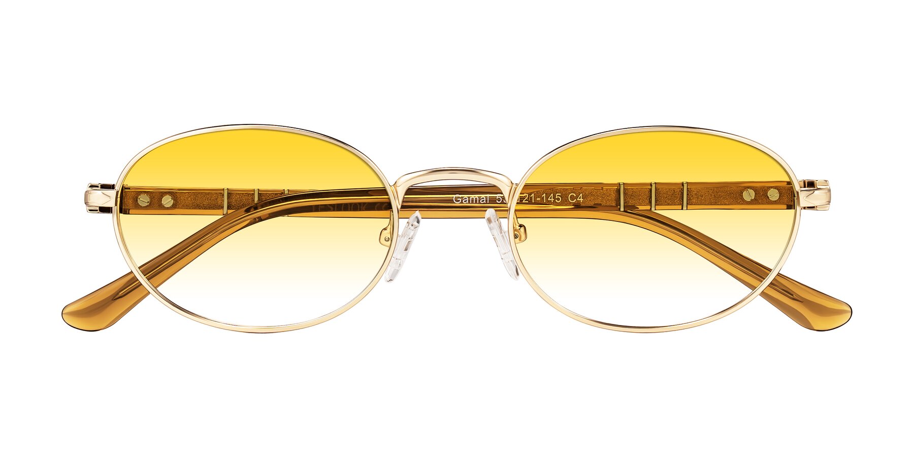 Folded Front of Gamal in Gold/Honey with Yellow Gradient Lenses