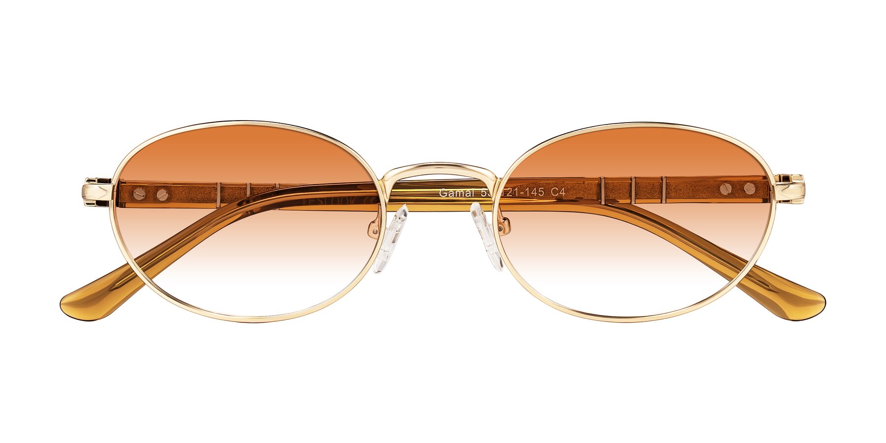 Folded Front of Gamal in Gold/Honey with Orange Gradient Lenses