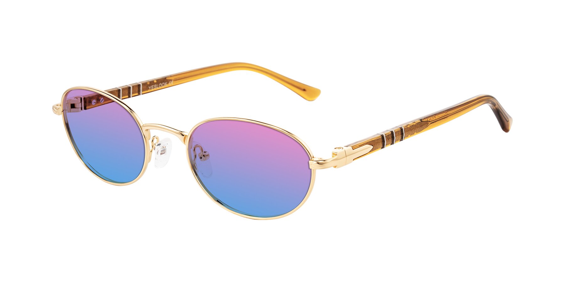 Angle of Gamal in Gold/Honey with Pink / Blue Gradient Lenses