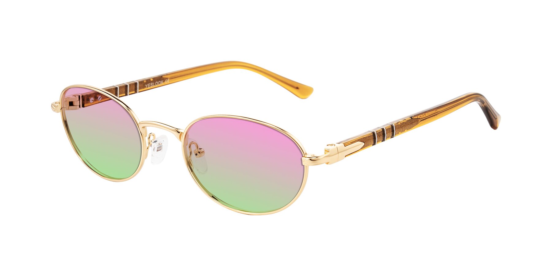 Angle of Gamal in Gold/Honey with Pink / Green Gradient Lenses