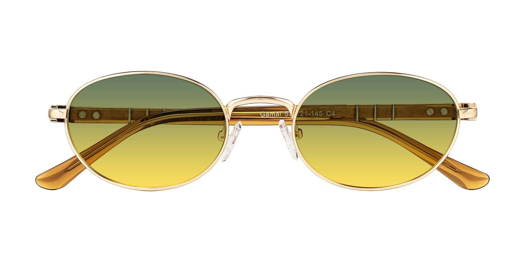 Folded Front of Gamal in Gold/Honey with Green / Yellow Gradient Lenses