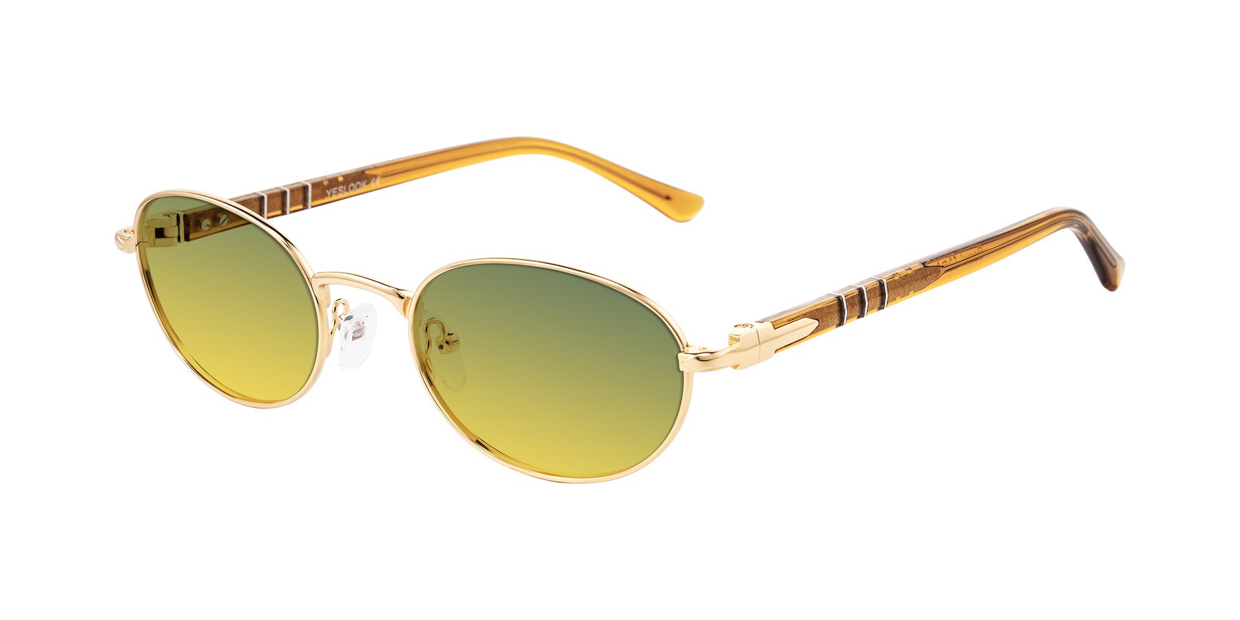 Angle of Gamal in Gold/Honey with Green / Yellow Gradient Lenses