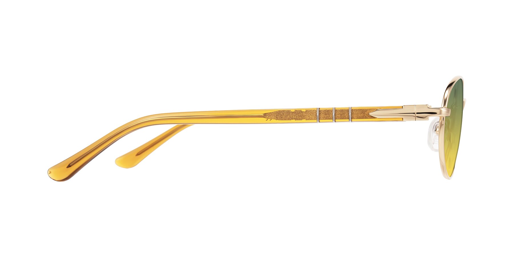 Side of Gamal in Gold/Honey with Green / Yellow Gradient Lenses