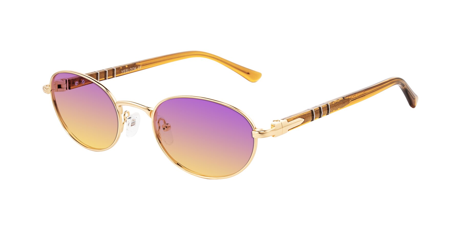 Angle of Gamal in Gold/Honey with Purple / Yellow Gradient Lenses