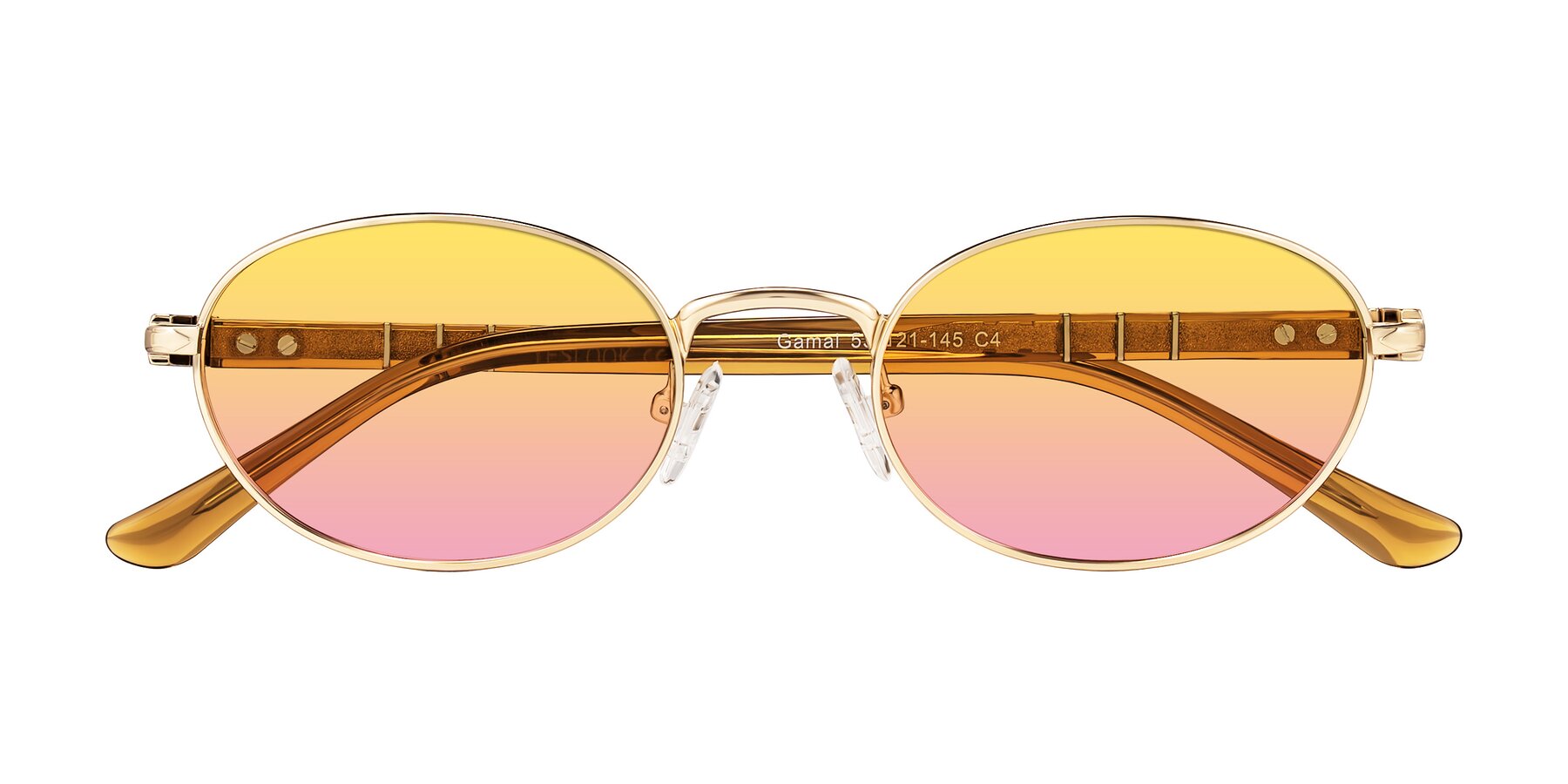 Folded Front of Gamal in Gold/Honey with Yellow / Pink Gradient Lenses