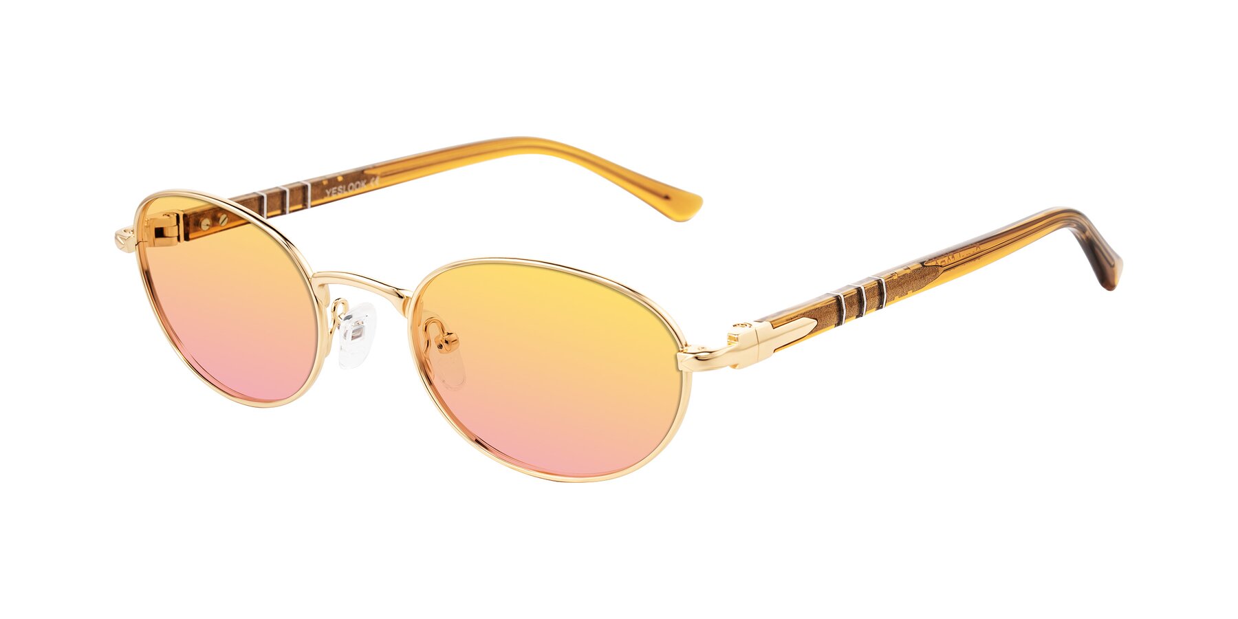 Angle of Gamal in Gold/Honey with Yellow / Pink Gradient Lenses