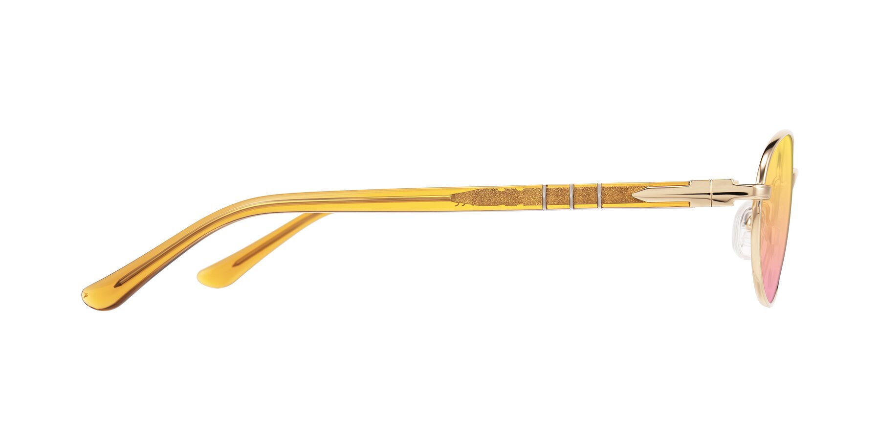 Side of Gamal in Gold/Honey with Yellow / Pink Gradient Lenses