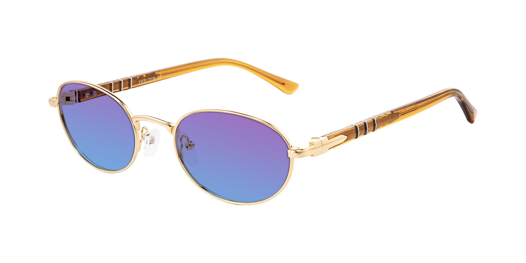 Angle of Gamal in Gold/Honey with Purple / Blue Gradient Lenses