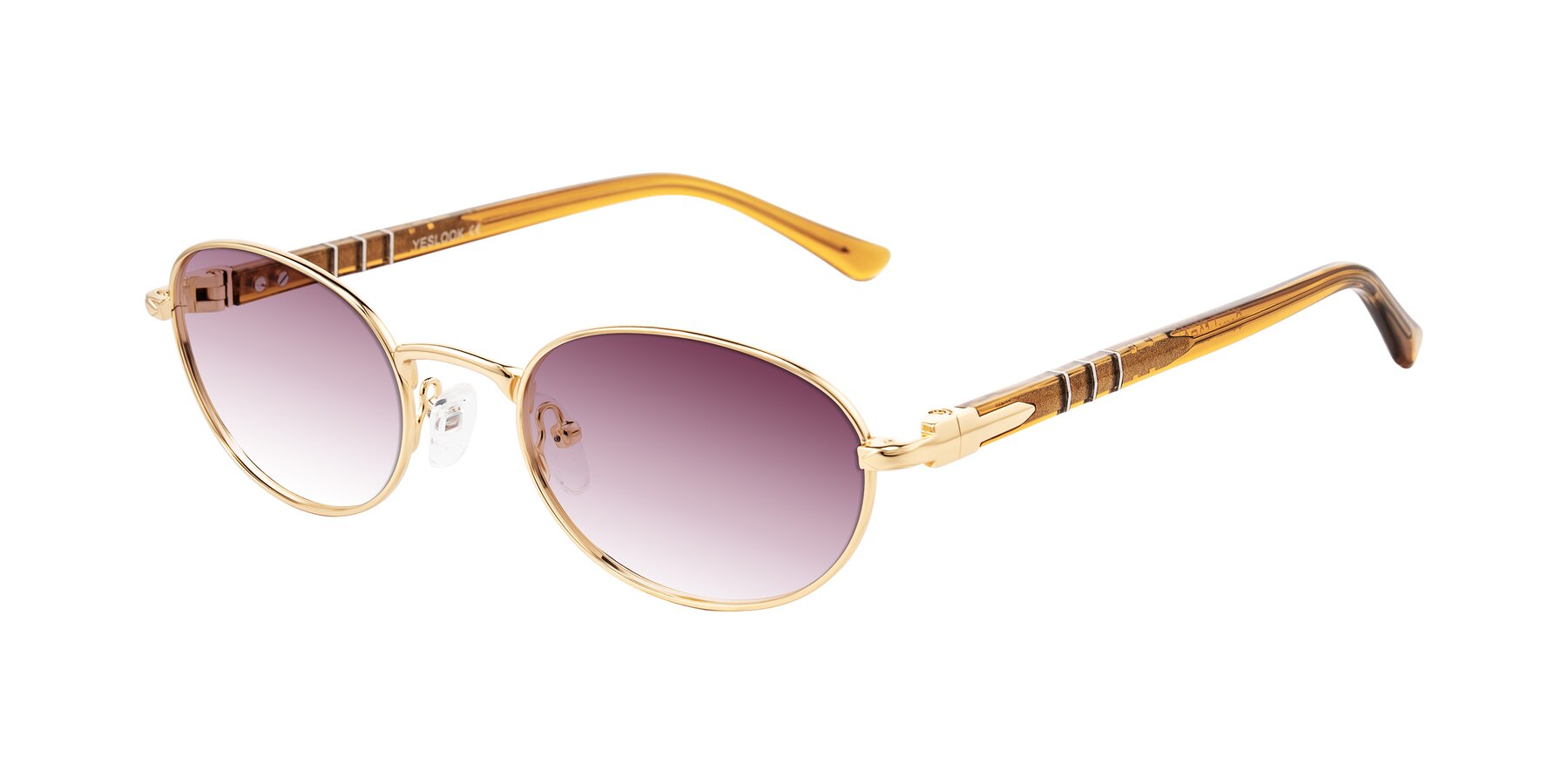 Angle of Gamal in Gold/Honey with Wine Gradient Lenses
