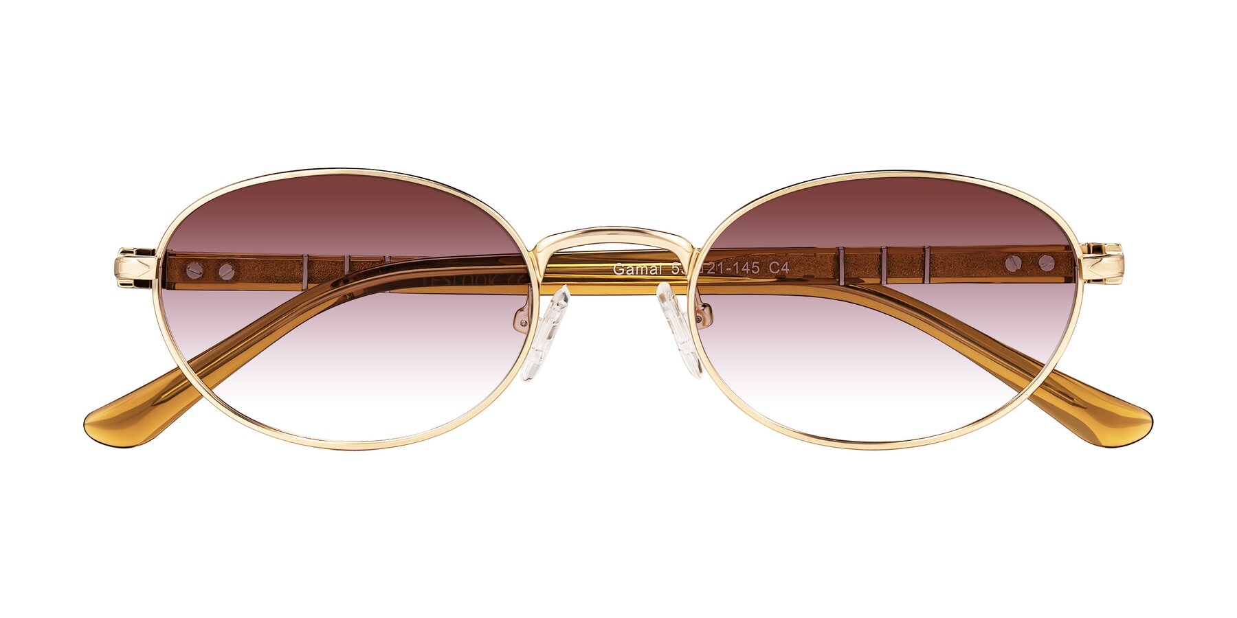 Folded Front of Gamal in Gold/Honey with Garnet Gradient Lenses