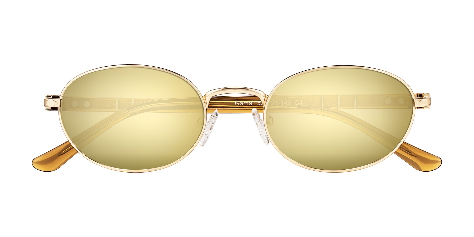 Folded Front of Gamal in Gold/Honey with Gold Mirrored Lenses