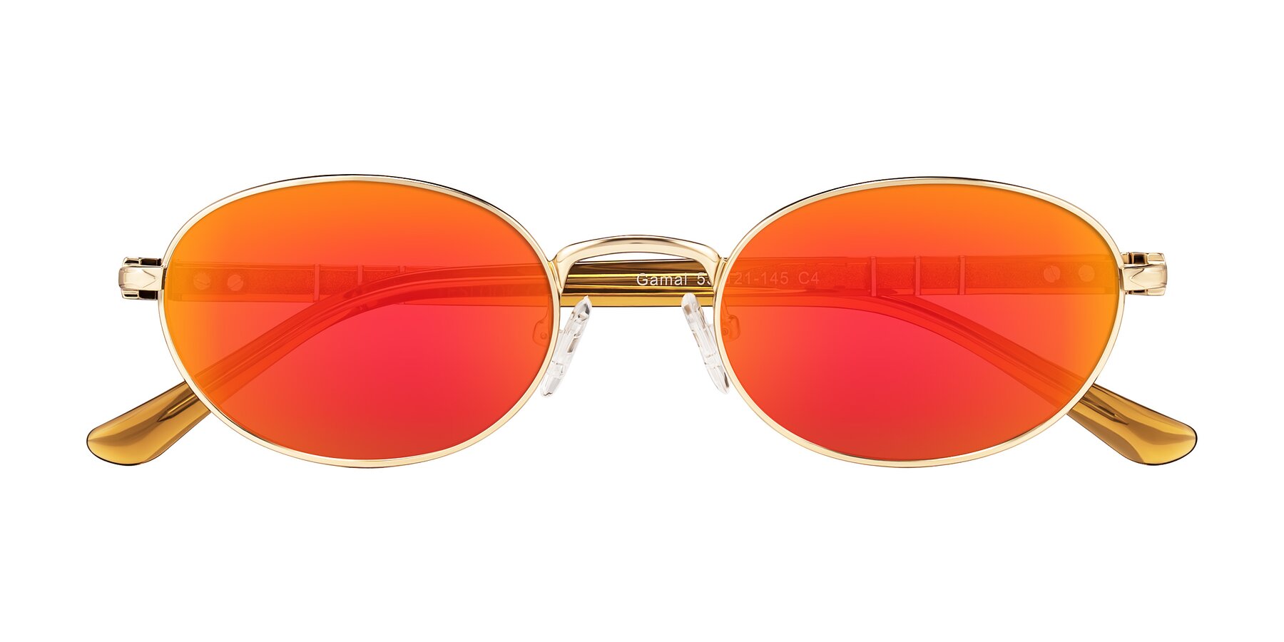 Folded Front of Gamal in Gold/Honey with Red Gold Mirrored Lenses