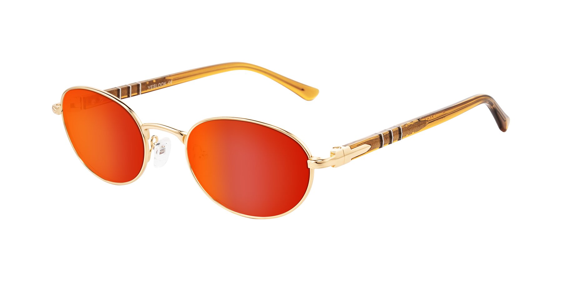Angle of Gamal in Gold/Honey with Red Gold Mirrored Lenses