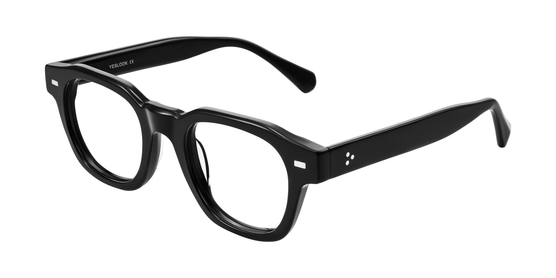 Angle of Orin in Black with Clear Reading Eyeglass Lenses