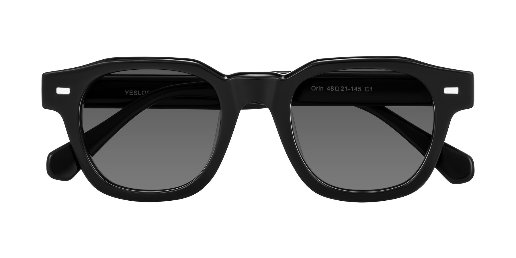 Folded Front of Orin in Black with Medium Gray Tinted Lenses