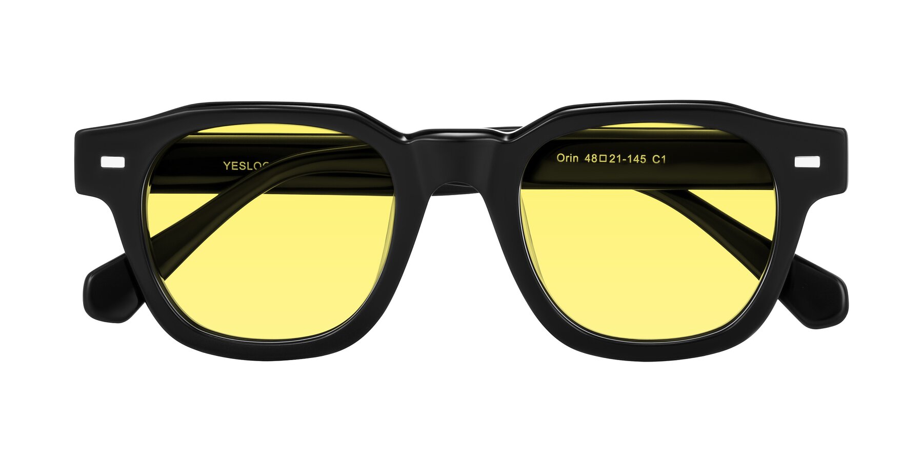 Folded Front of Orin in Black with Medium Yellow Tinted Lenses