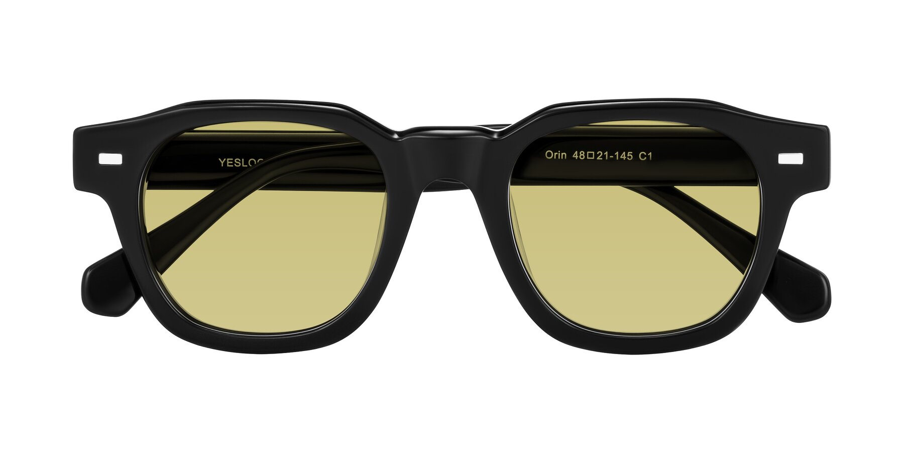 Folded Front of Orin in Black with Medium Champagne Tinted Lenses