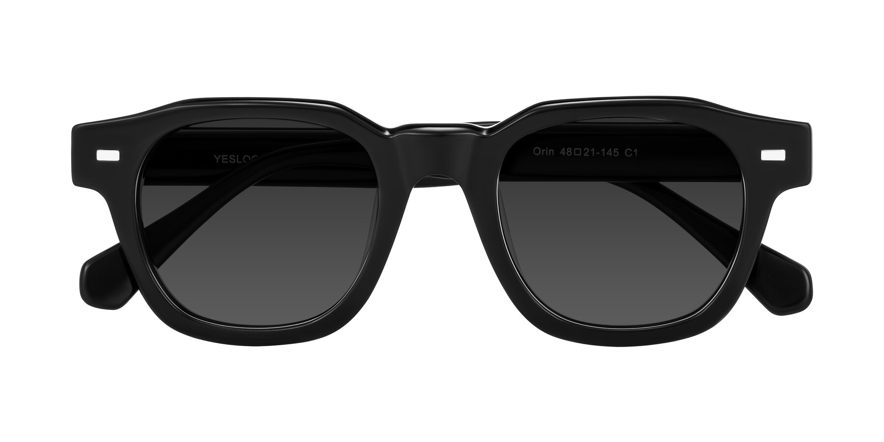 Folded Front of Orin in Black with Gray Tinted Lenses