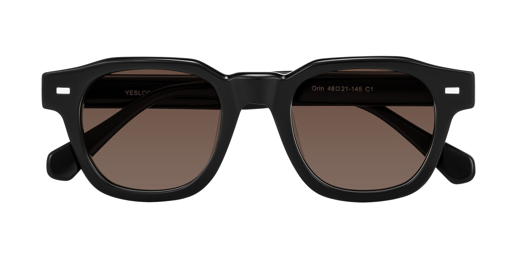 Folded Front of Orin in Black with Brown Tinted Lenses