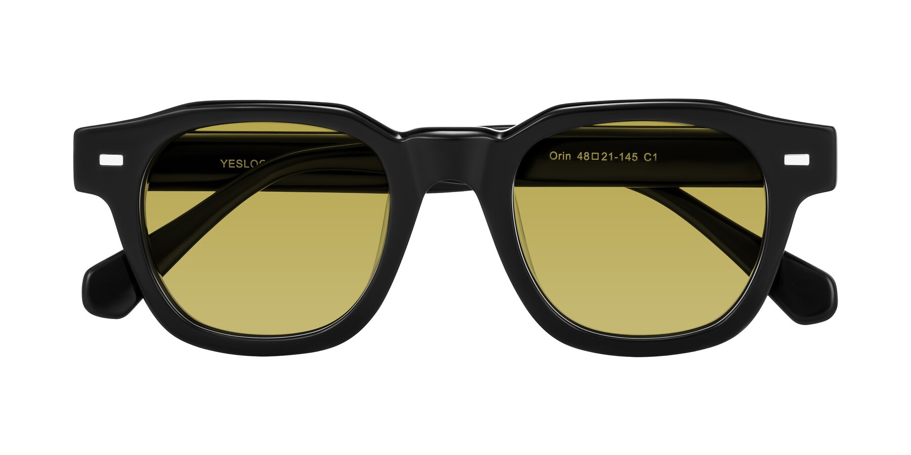 Folded Front of Orin in Black with Champagne Tinted Lenses