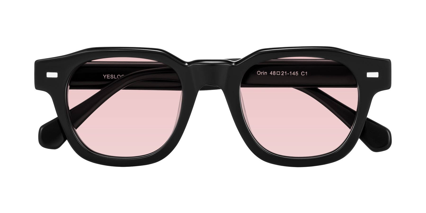 Folded Front of Orin in Black with Light Garnet Tinted Lenses