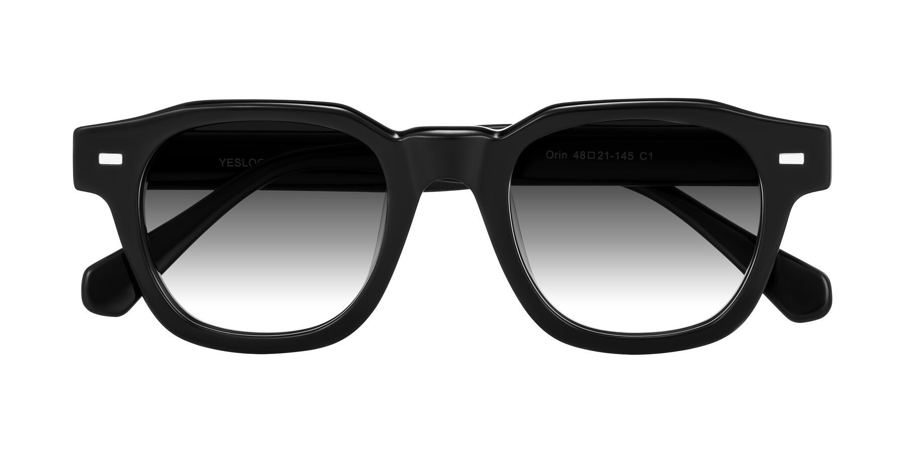 Folded Front of Orin in Black with Gray Gradient Lenses