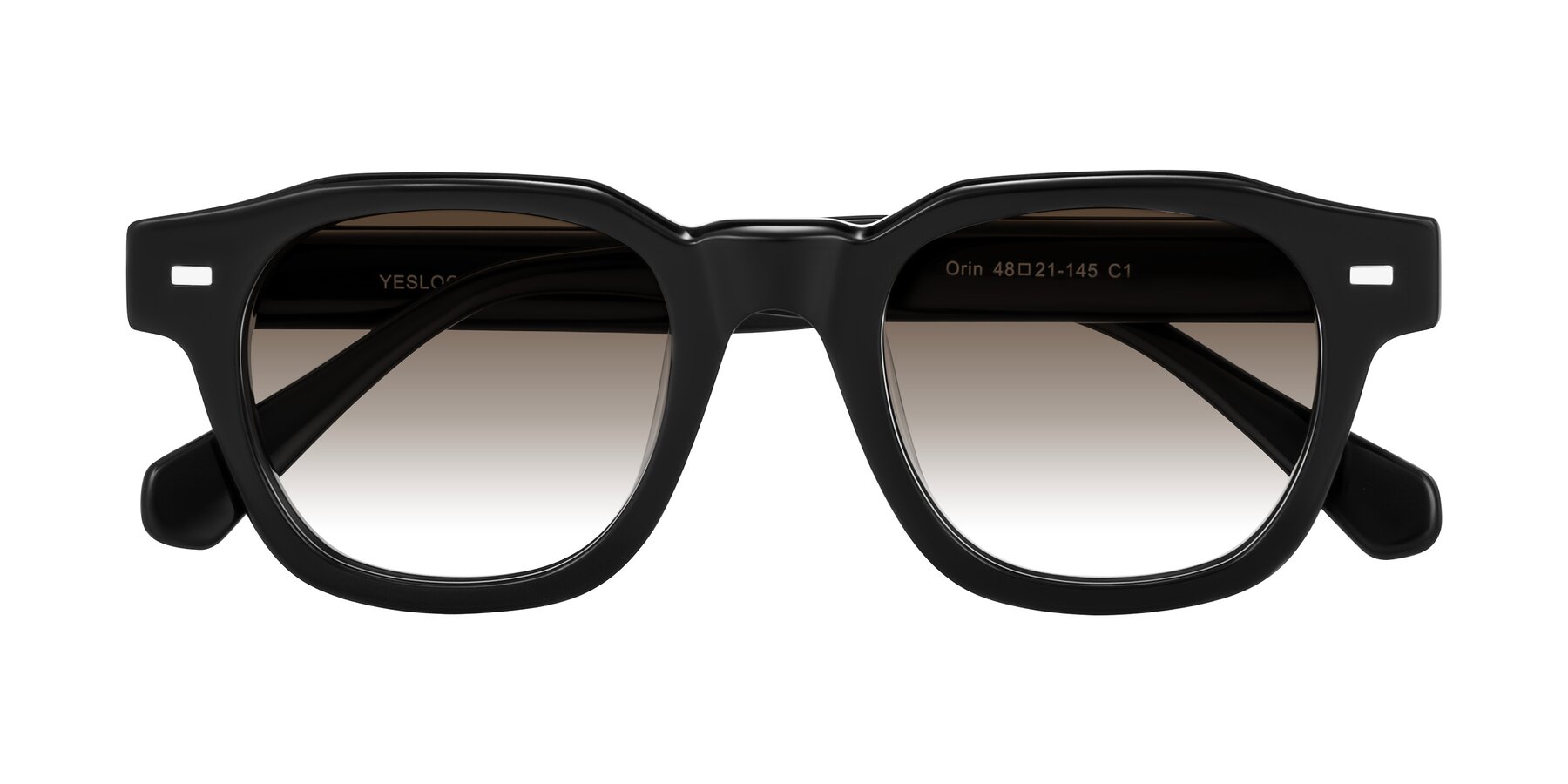 Folded Front of Orin in Black with Brown Gradient Lenses