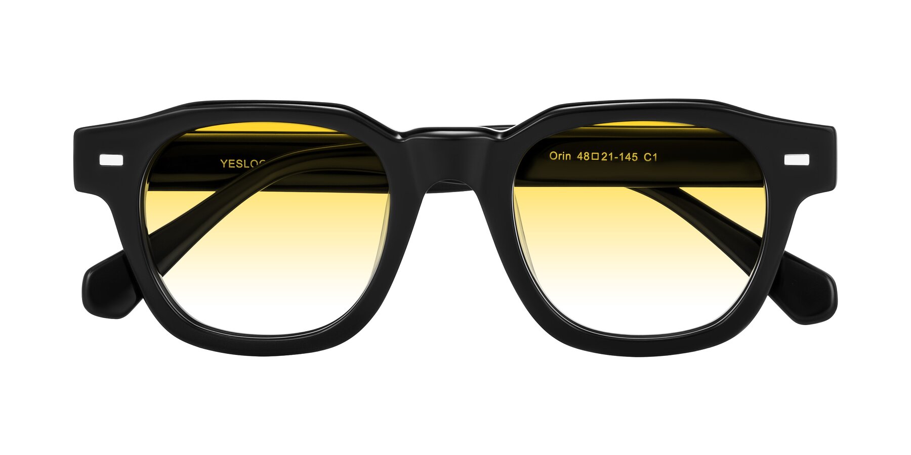 Folded Front of Orin in Black with Yellow Gradient Lenses