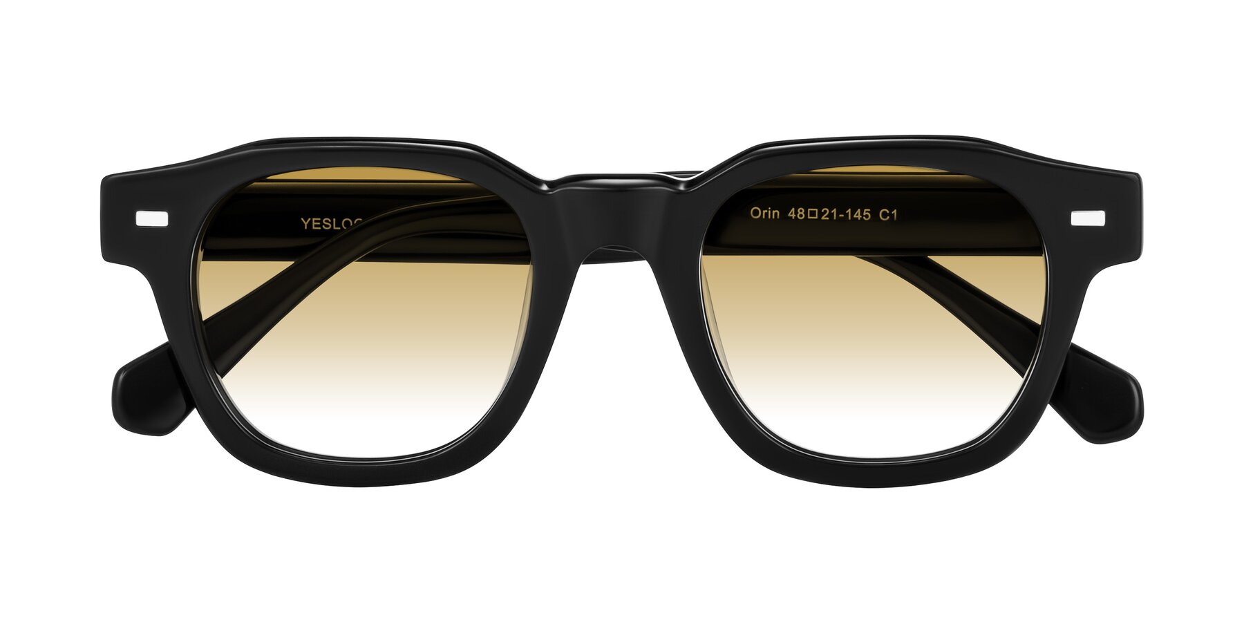 Folded Front of Orin in Black with Champagne Gradient Lenses