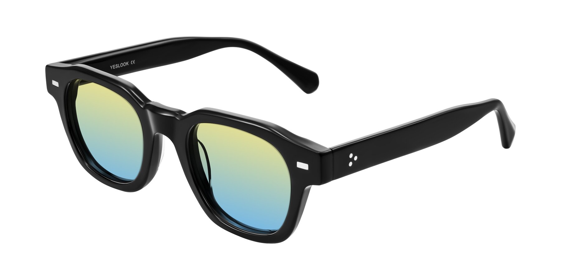 Angle of Orin in Black with Yellow / Blue Gradient Lenses