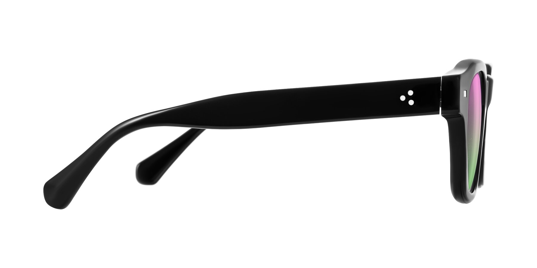 Side of Orin in Black with Pink / Green Gradient Lenses