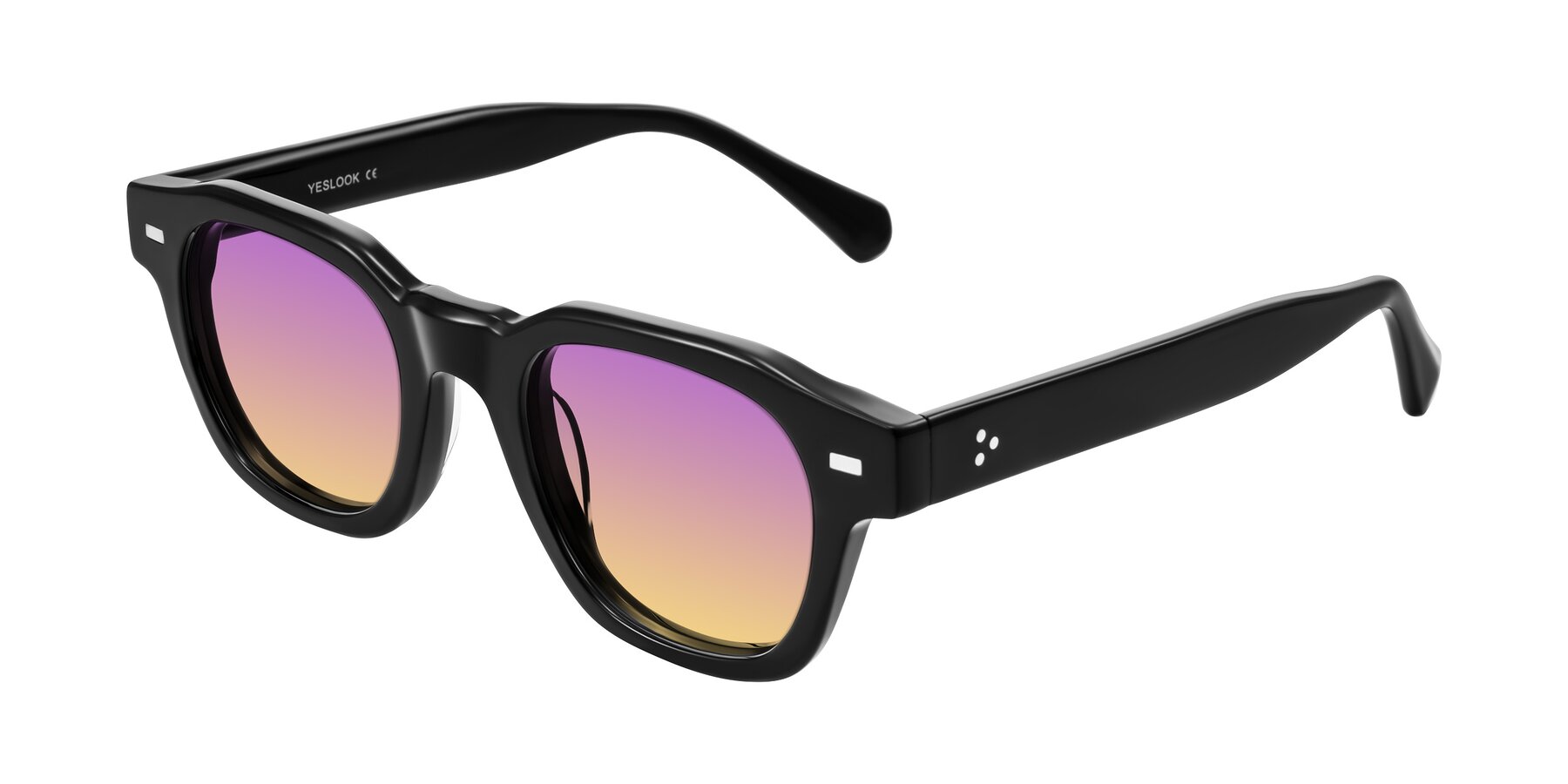 Angle of Orin in Black with Purple / Yellow Gradient Lenses