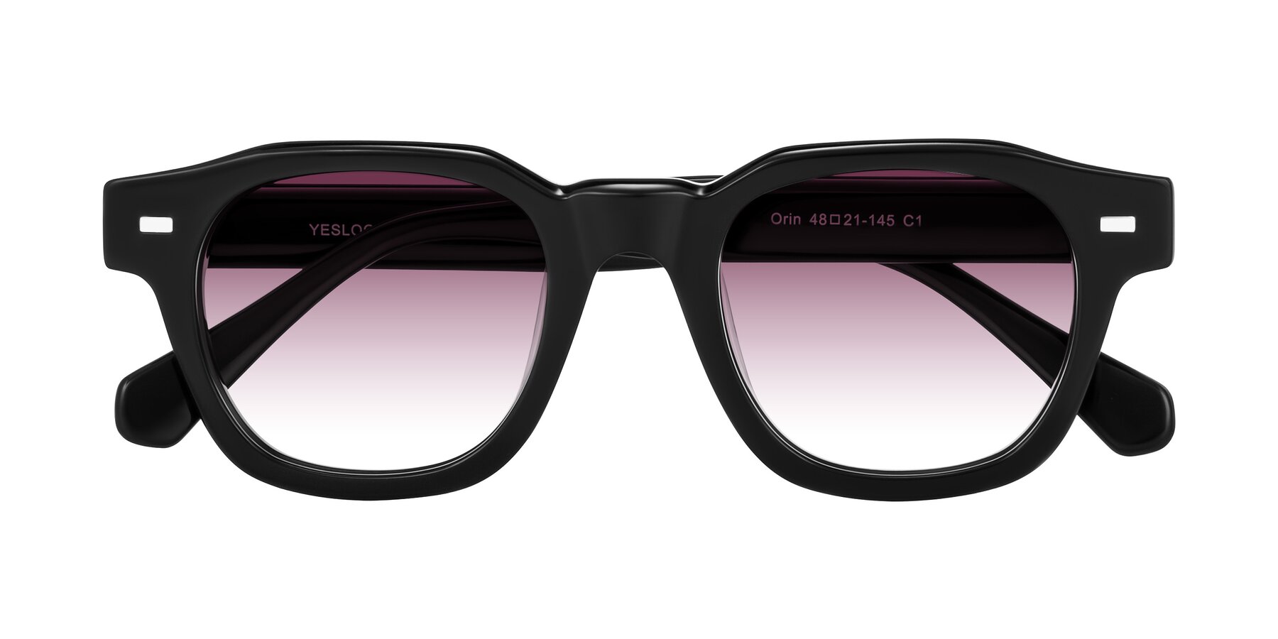 Folded Front of Orin in Black with Wine Gradient Lenses