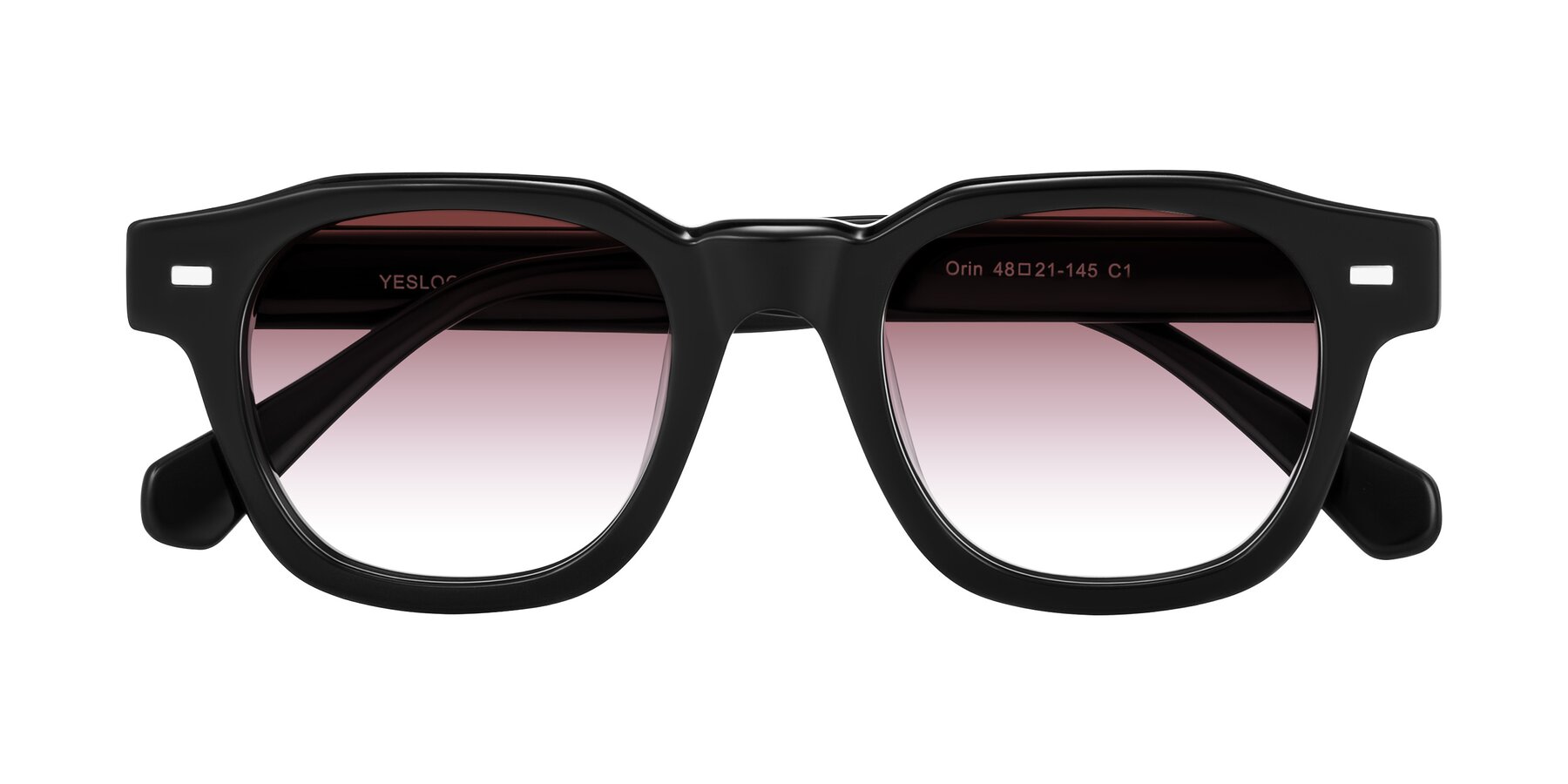 Folded Front of Orin in Black with Garnet Gradient Lenses