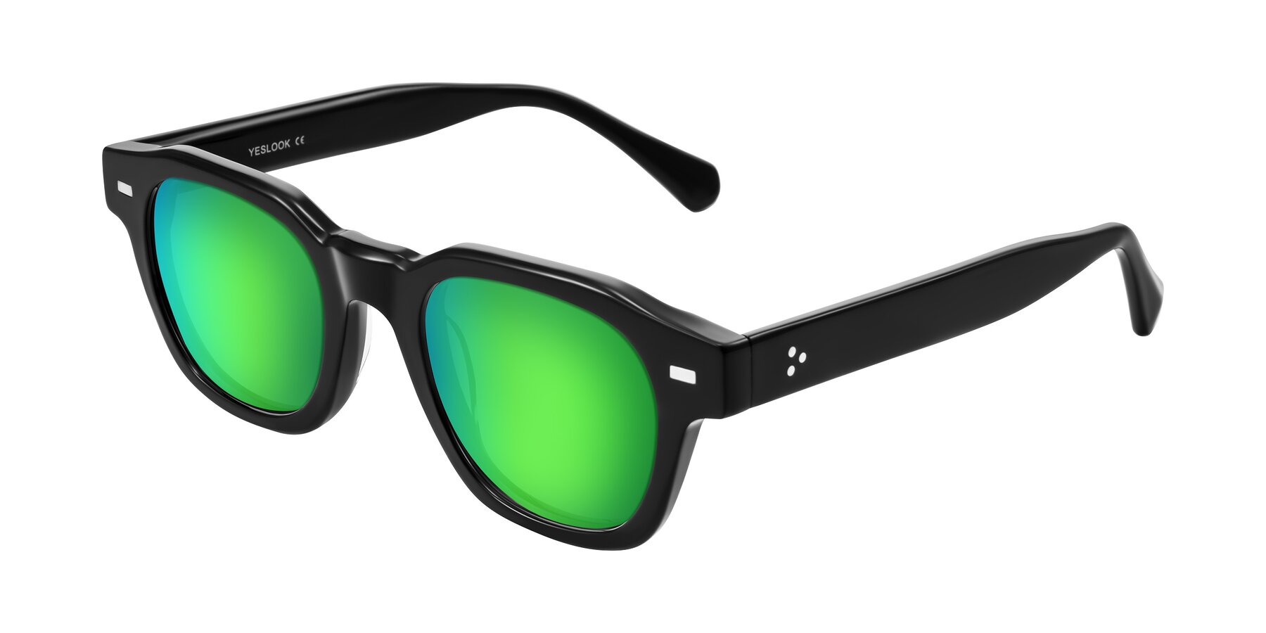 Angle of Orin in Black with Green Mirrored Lenses