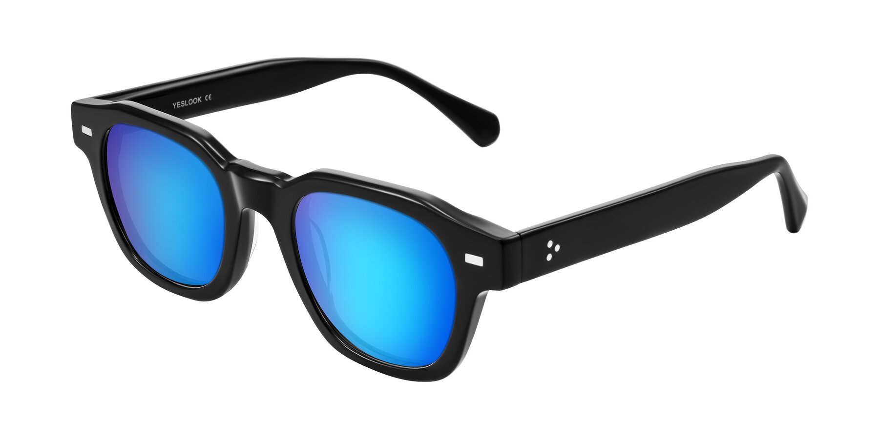 Angle of Orin in Black with Blue Mirrored Lenses