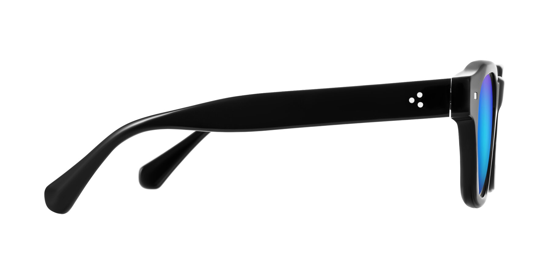 Side of Orin in Black with Blue Mirrored Lenses