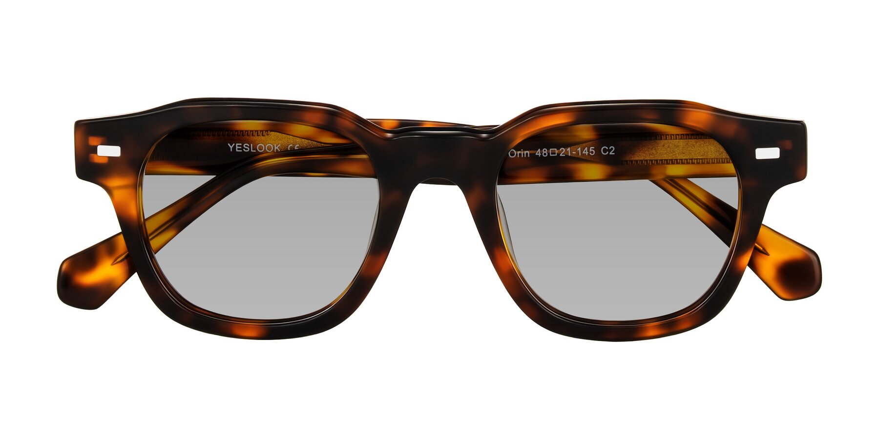 Folded Front of Orin in Tortoise with Light Gray Tinted Lenses