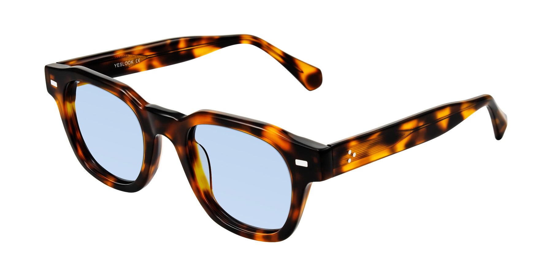 Angle of Orin in Tortoise with Light Blue Tinted Lenses