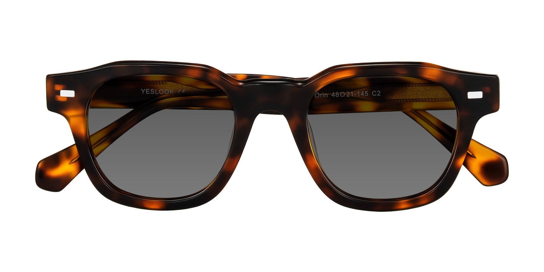 Folded Front of Orin in Tortoise with Medium Gray Tinted Lenses